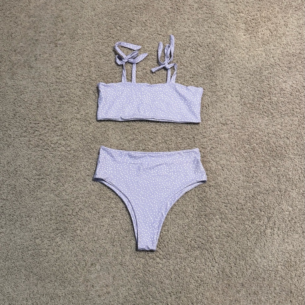 SHEIN Lavender Polka Dot Bikini Swimsuit